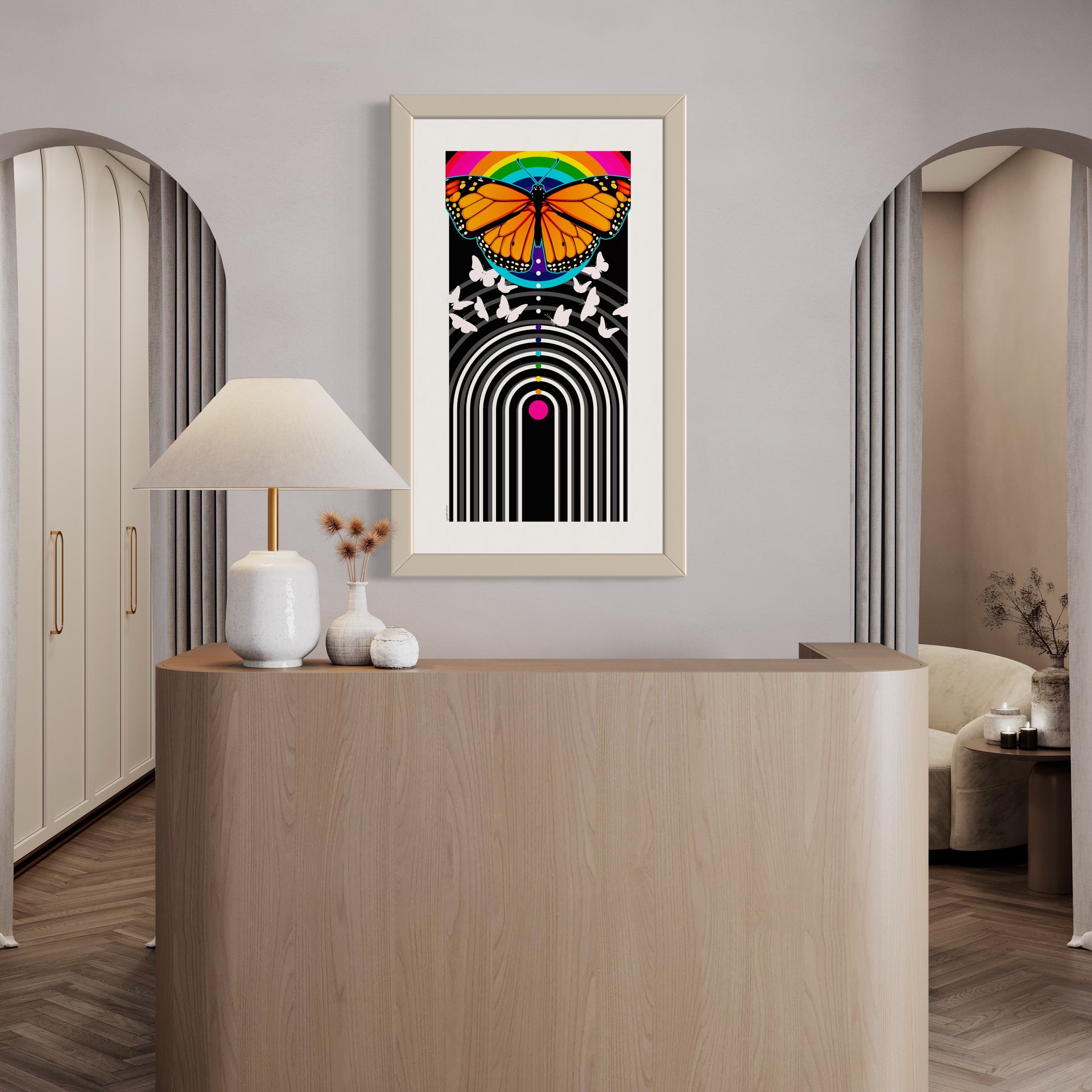 Ascension canvas print - A front view of the canvas print in a contemporary lobby