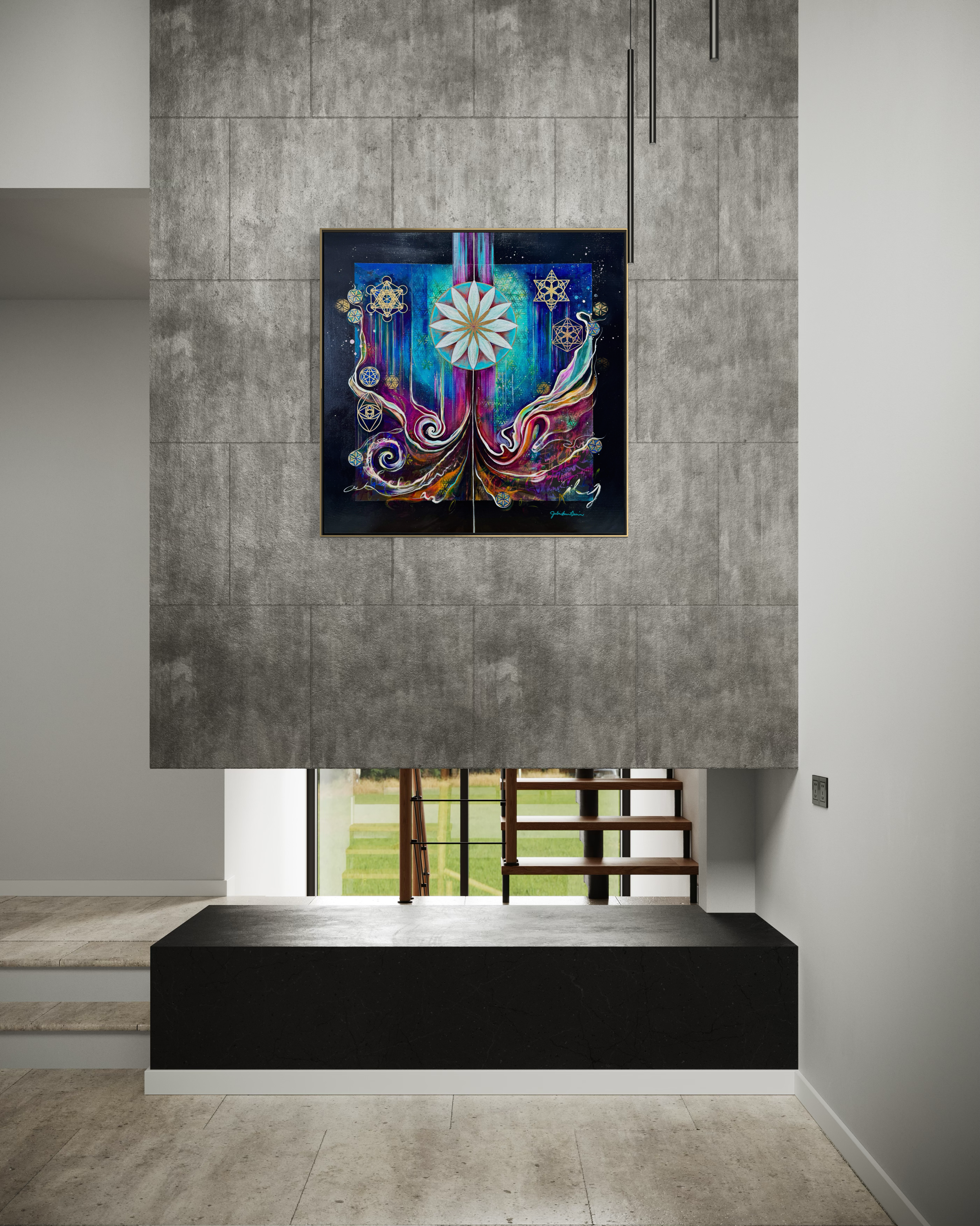 Culminating Consciousness Sacred Geometry Art Julie Davis - in modern interior