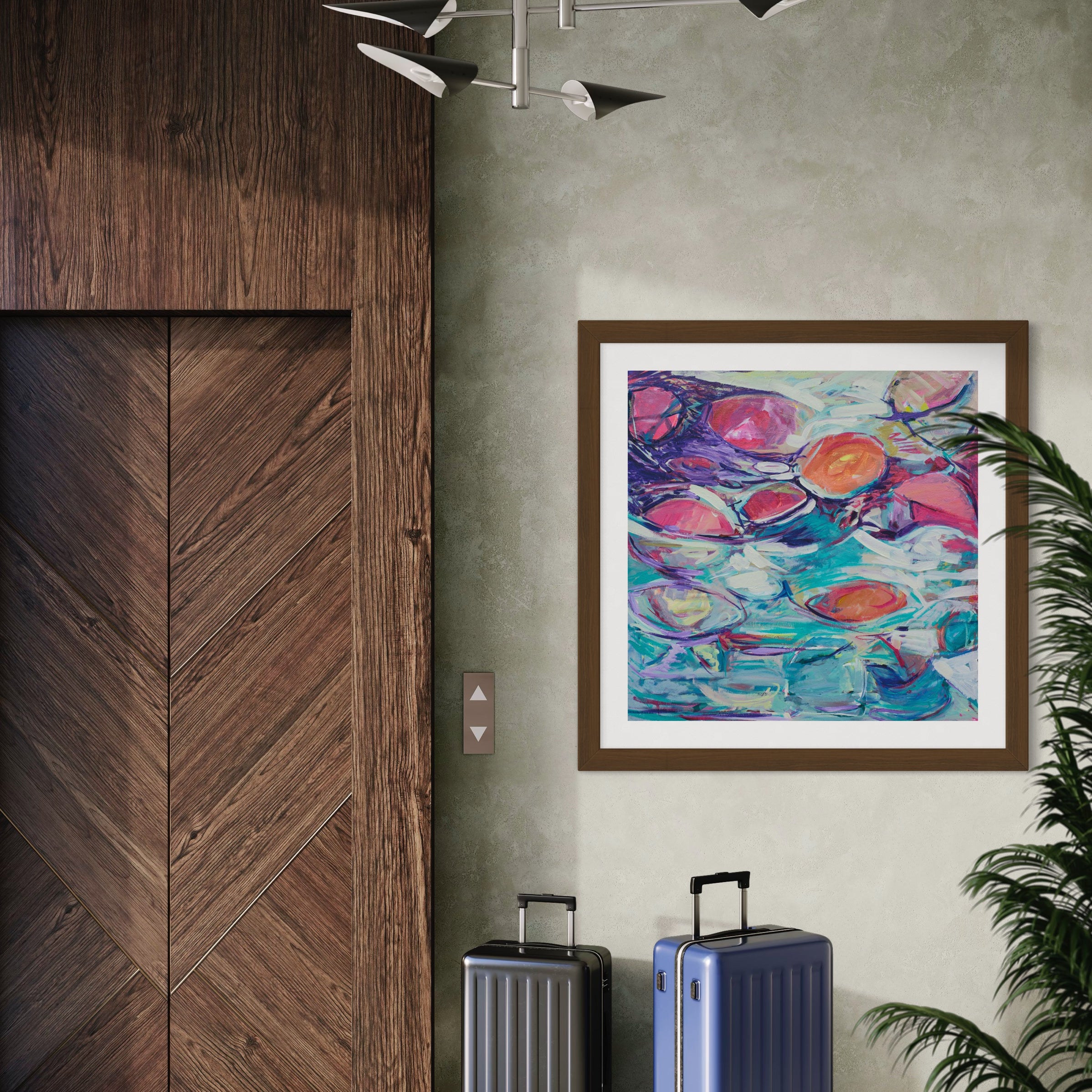 "Reflecting Light" Fine Art Print by Julie Davis in hotel lobby