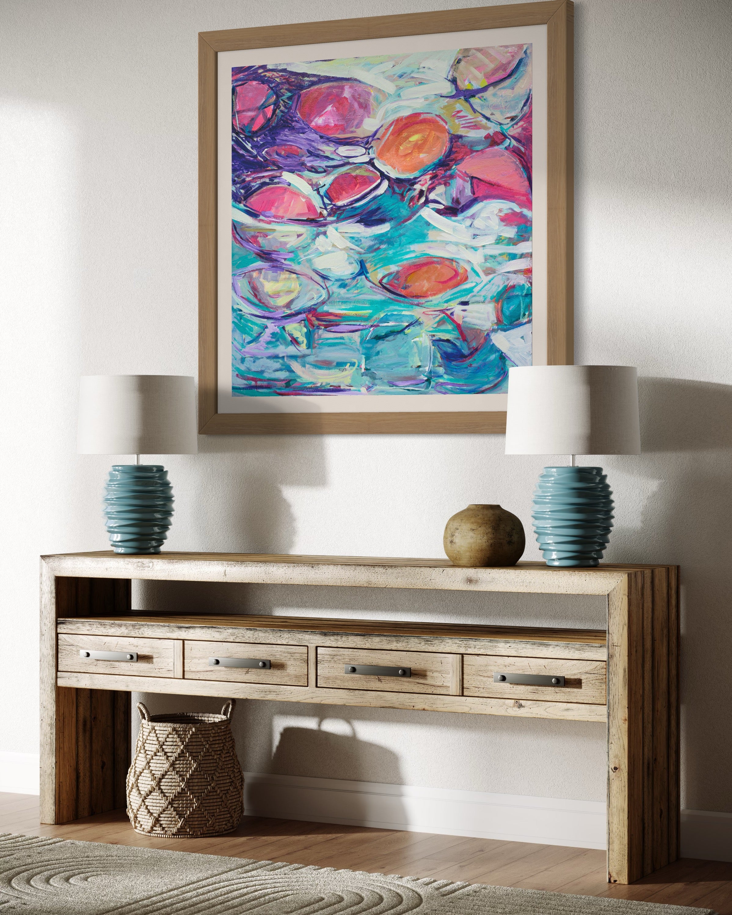 "Reflecting Light" Fine Art Print by Julie Davis framed in natural wood