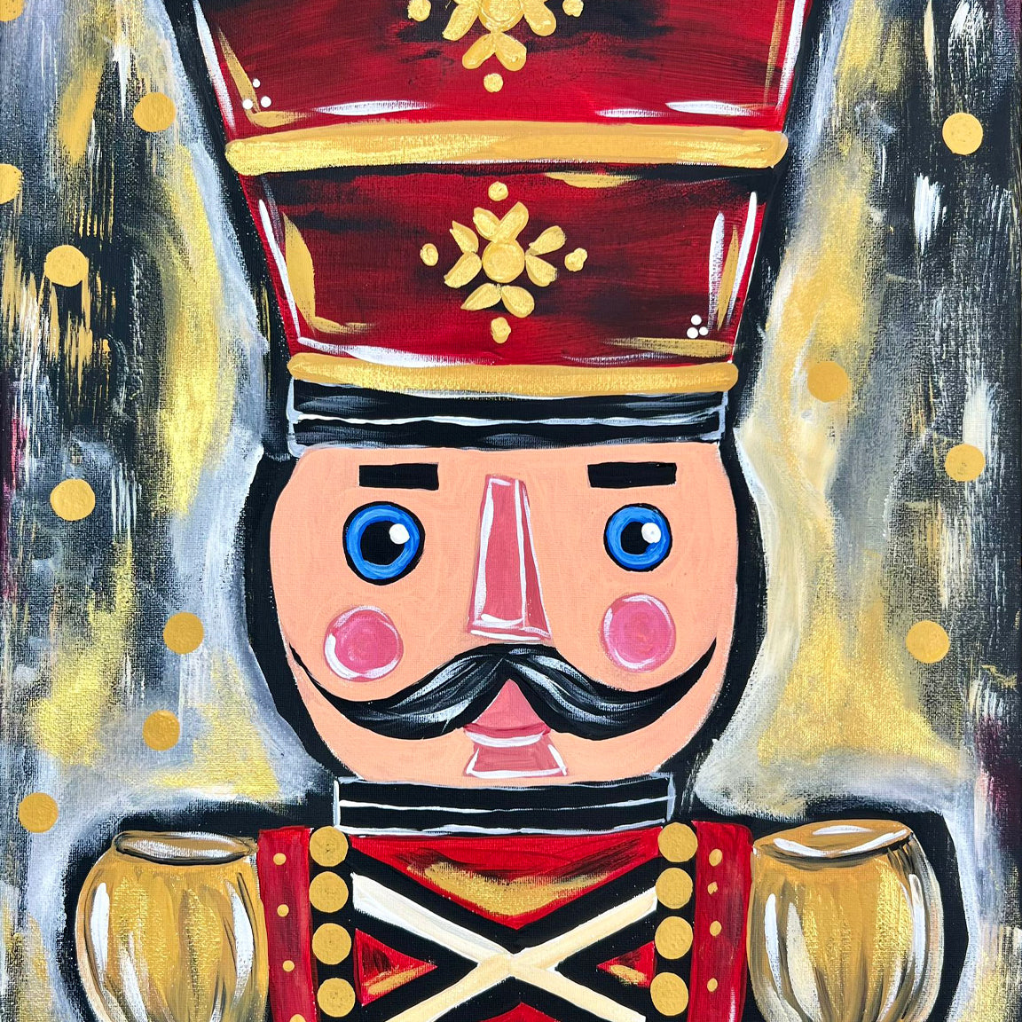 Mr. Nutcracker finished painting on canvas – DIY Paint Party Art Kit