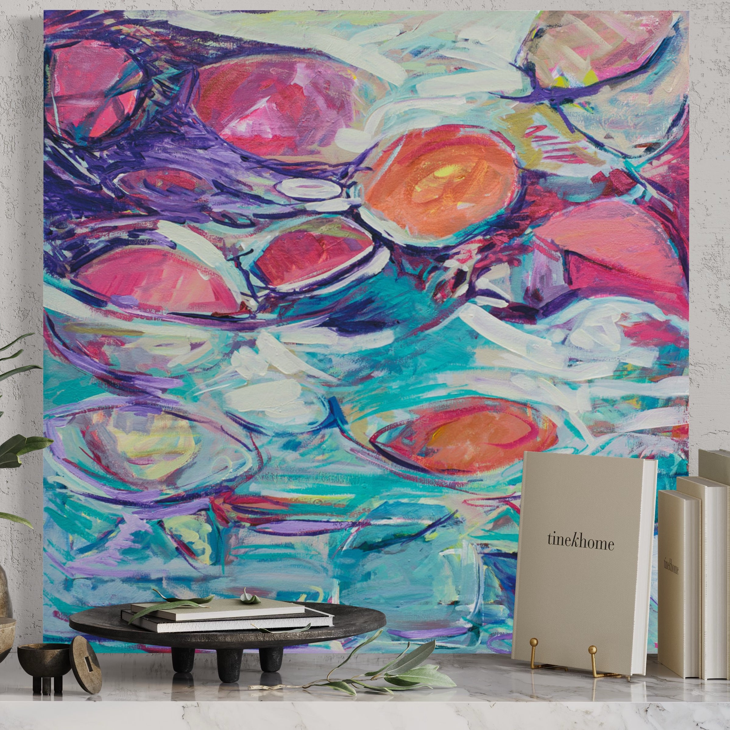Reflecting Light canvas print front view on credenza