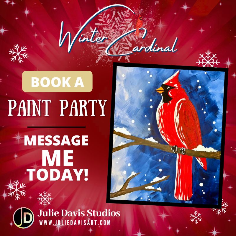 Book A Paint Party to paint The Winter Cardinal