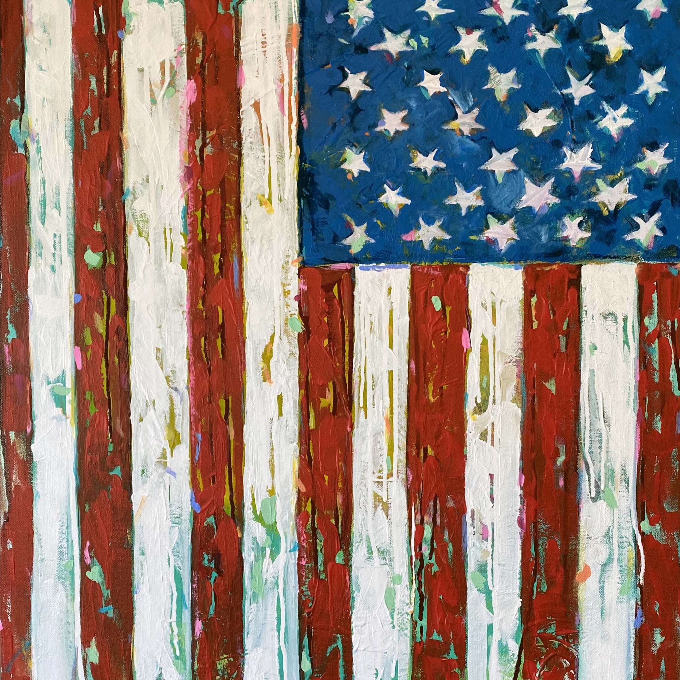 "American Confetti" original painting on canvas by Julie Davis.