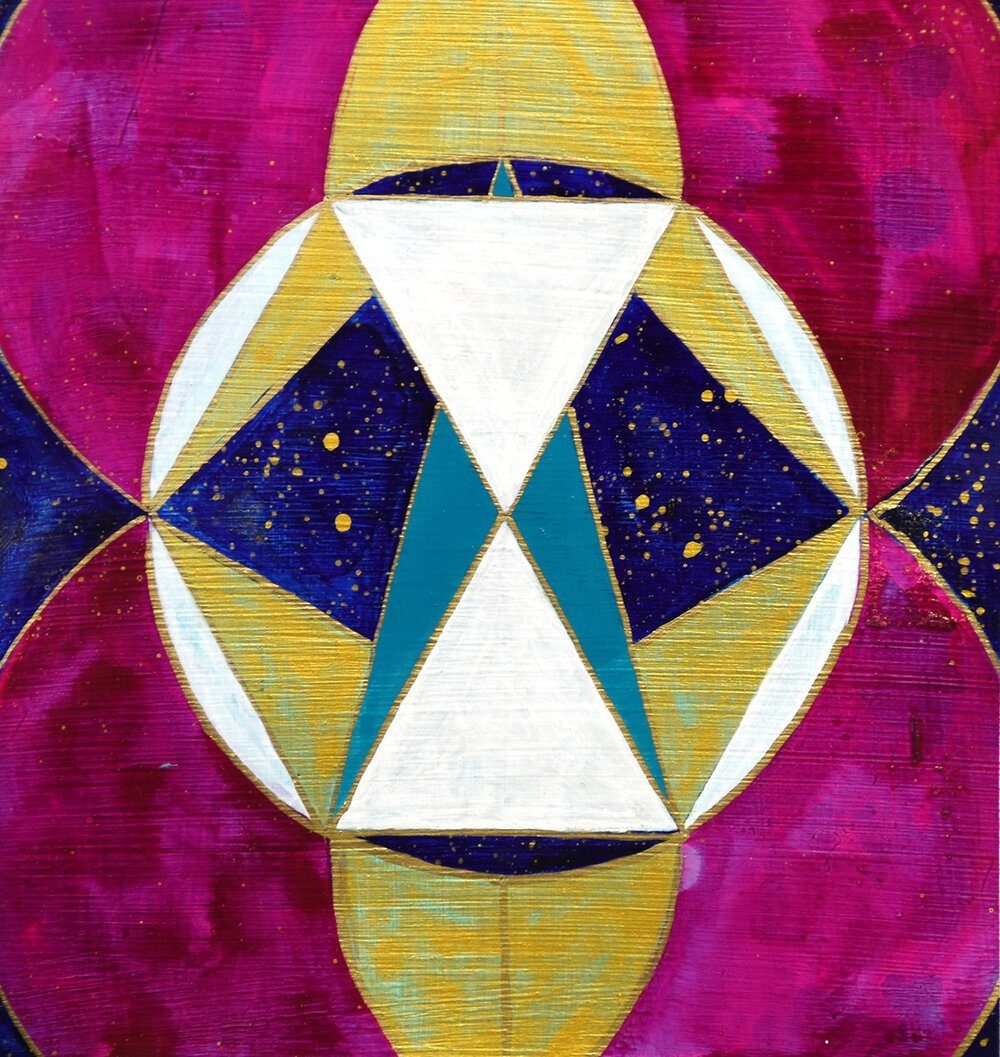 "Sacred Reflection" original sacred geometry painting by Julie Davis