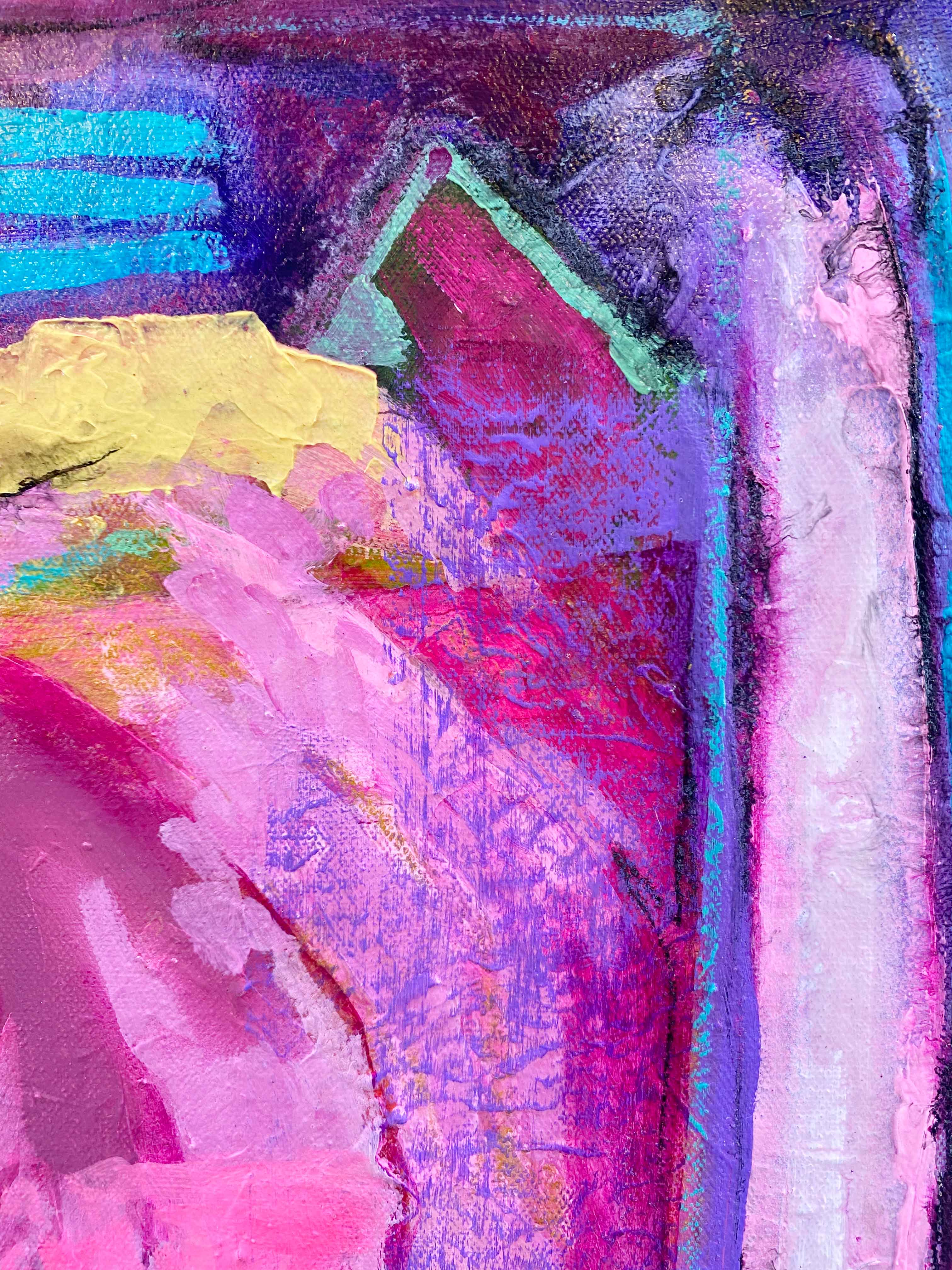 House on the Hill original painting on canvas by Julie Davis - detail