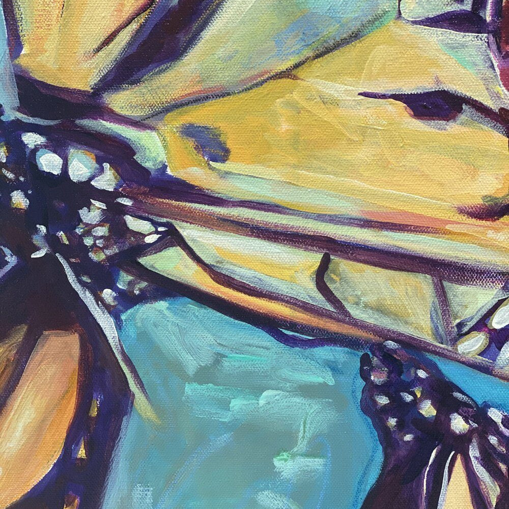 “Transformation Taking Flight” original painting on large canvas by Julie Davis - detail of painting