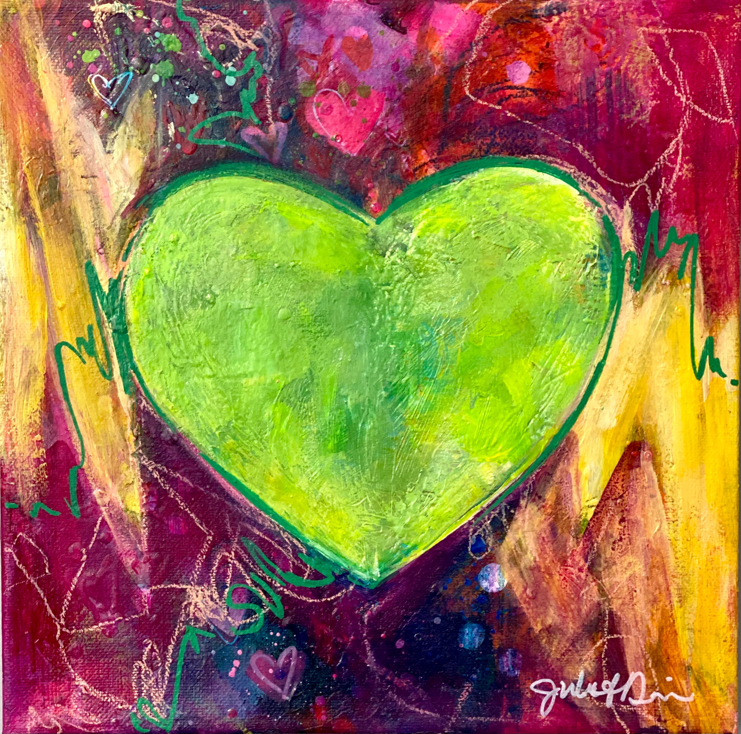 Follow Your Heart V — The Pulse of Joy - Original painting on canvas by Julie Davis