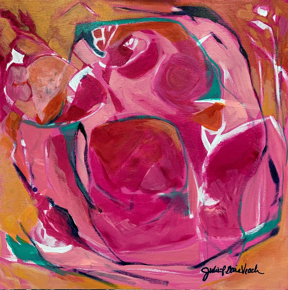 “Queen Bee" 24x24" original abstract acrylic painting by Julie Davis