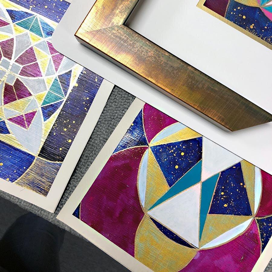 "Sacred Reflection" original sacred geometry painting by Julie Davis