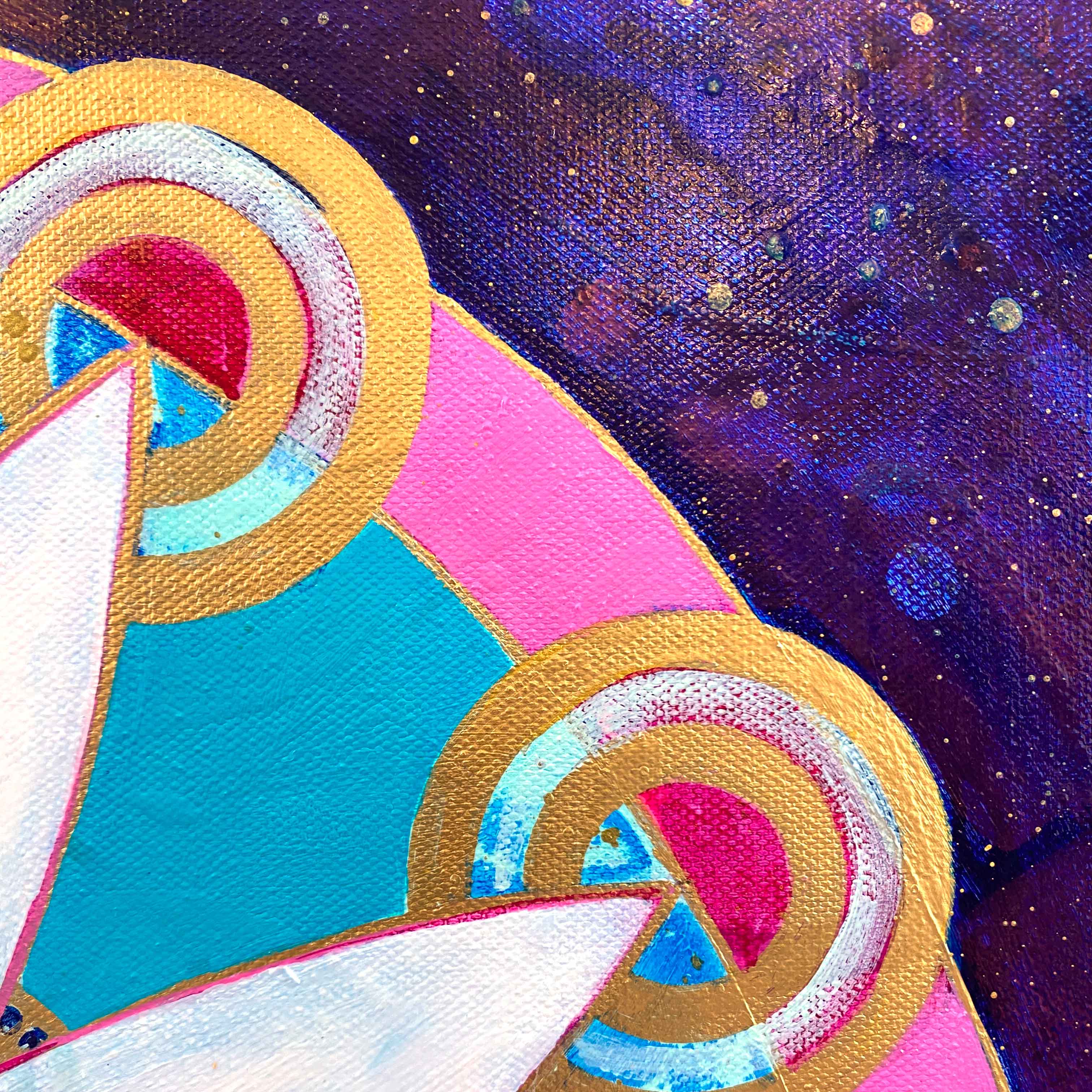 Detail view of "Growth" original painting on canvas by Julie Davis