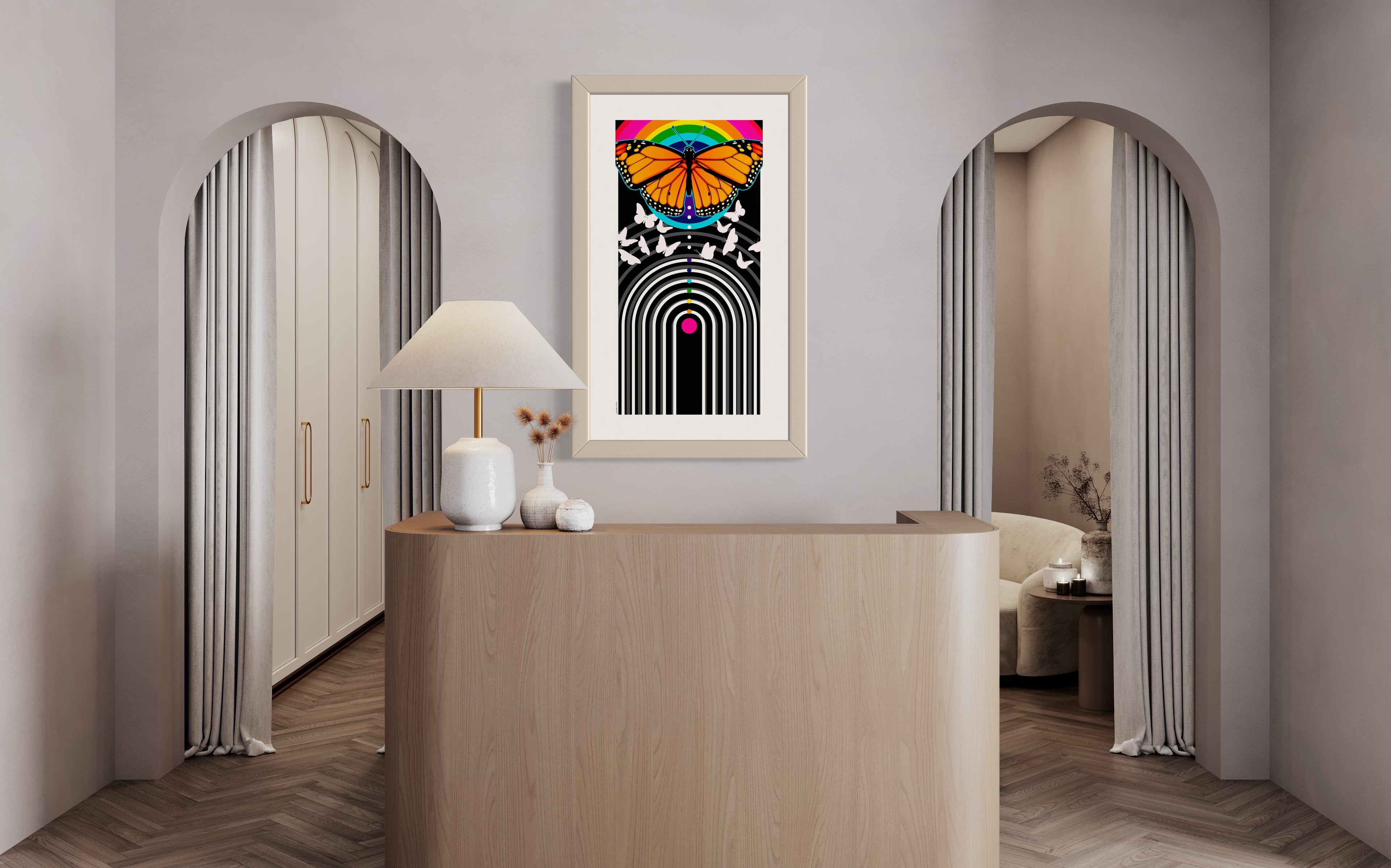 Ascension canvas print - A front view of the canvas print in a contemporary lobby