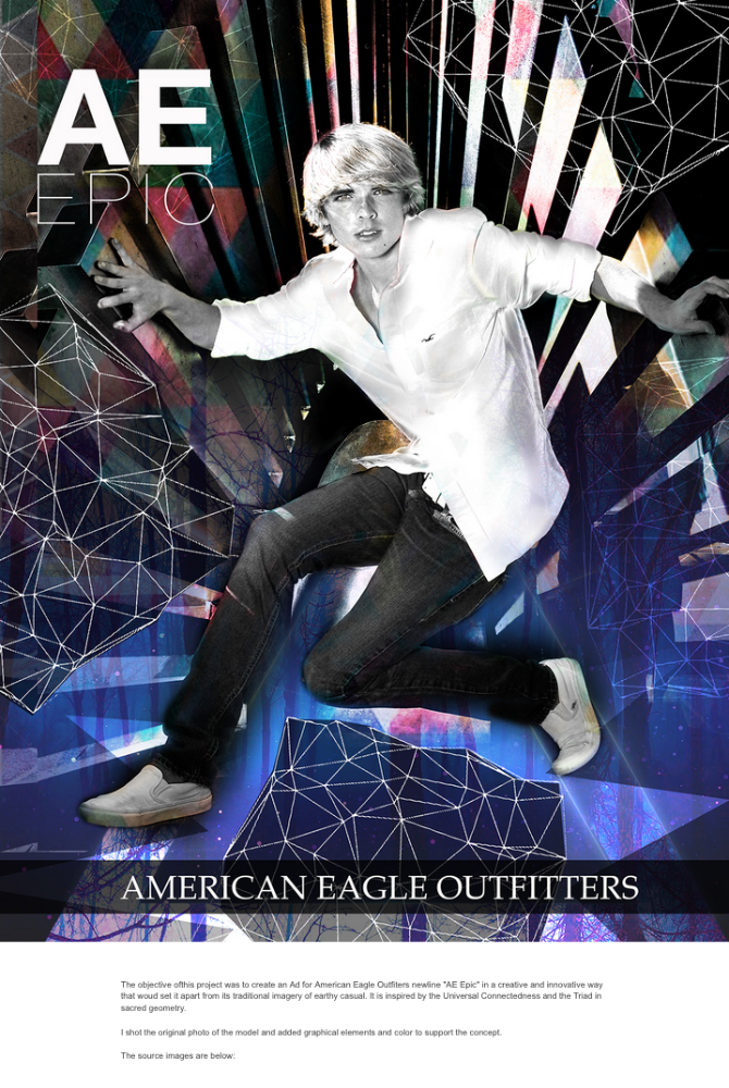 Project: American Eagle Outfitters Fashion Advertisement. Graphic Design and Photography by Julie Davis