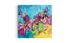 Golden Hour contemporary floral painting by Julie Davis
colorful abstract artwork in turquoise magenta and yellow
botanical modern painting wall art in living room