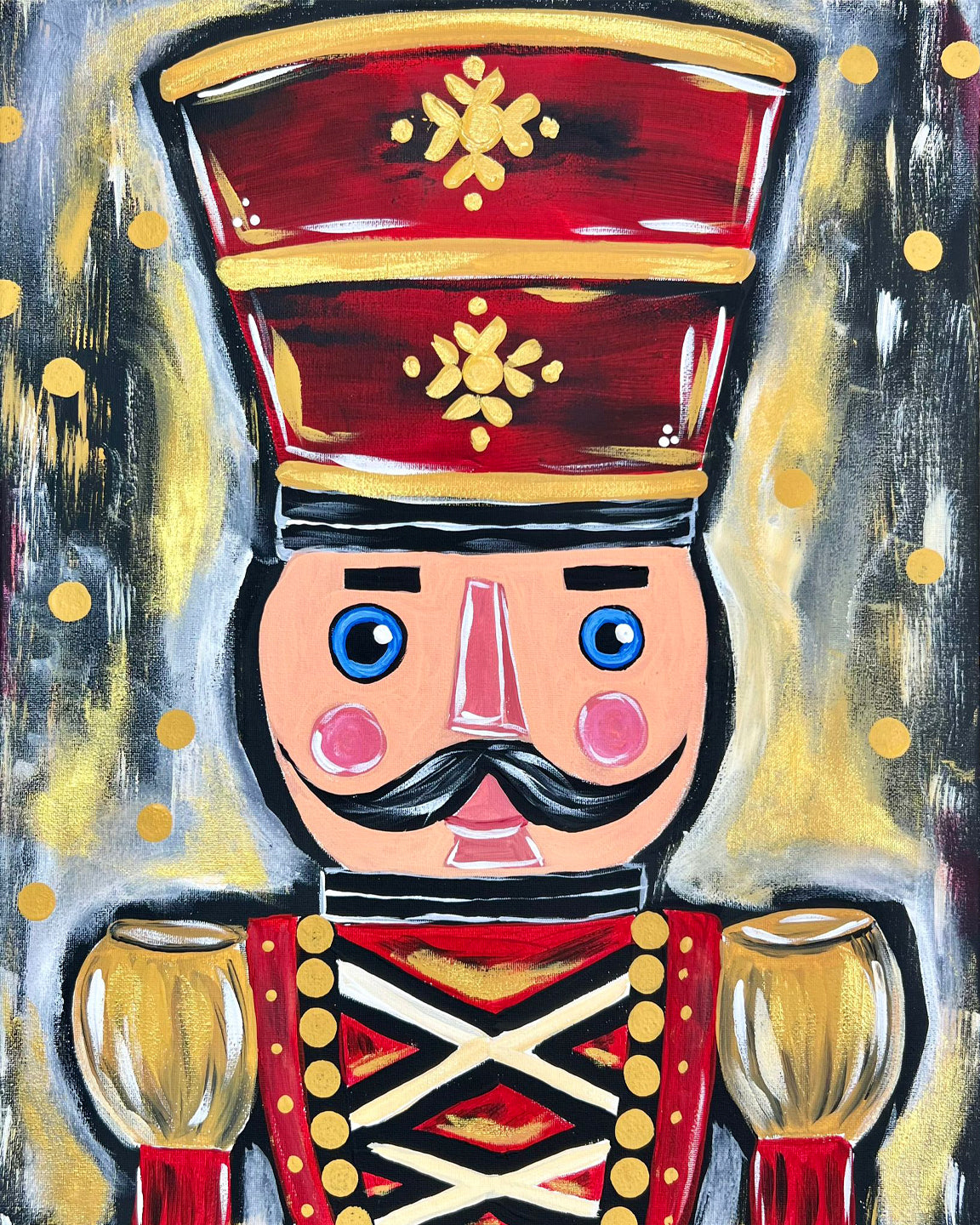 Mr. Nutcracker finished painting on canvas – DIY Paint Party Art Kit