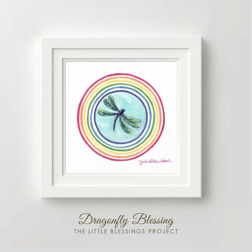 "Dragonfly Blessing" 8x8" Original - Framed by Julie Davis Veach