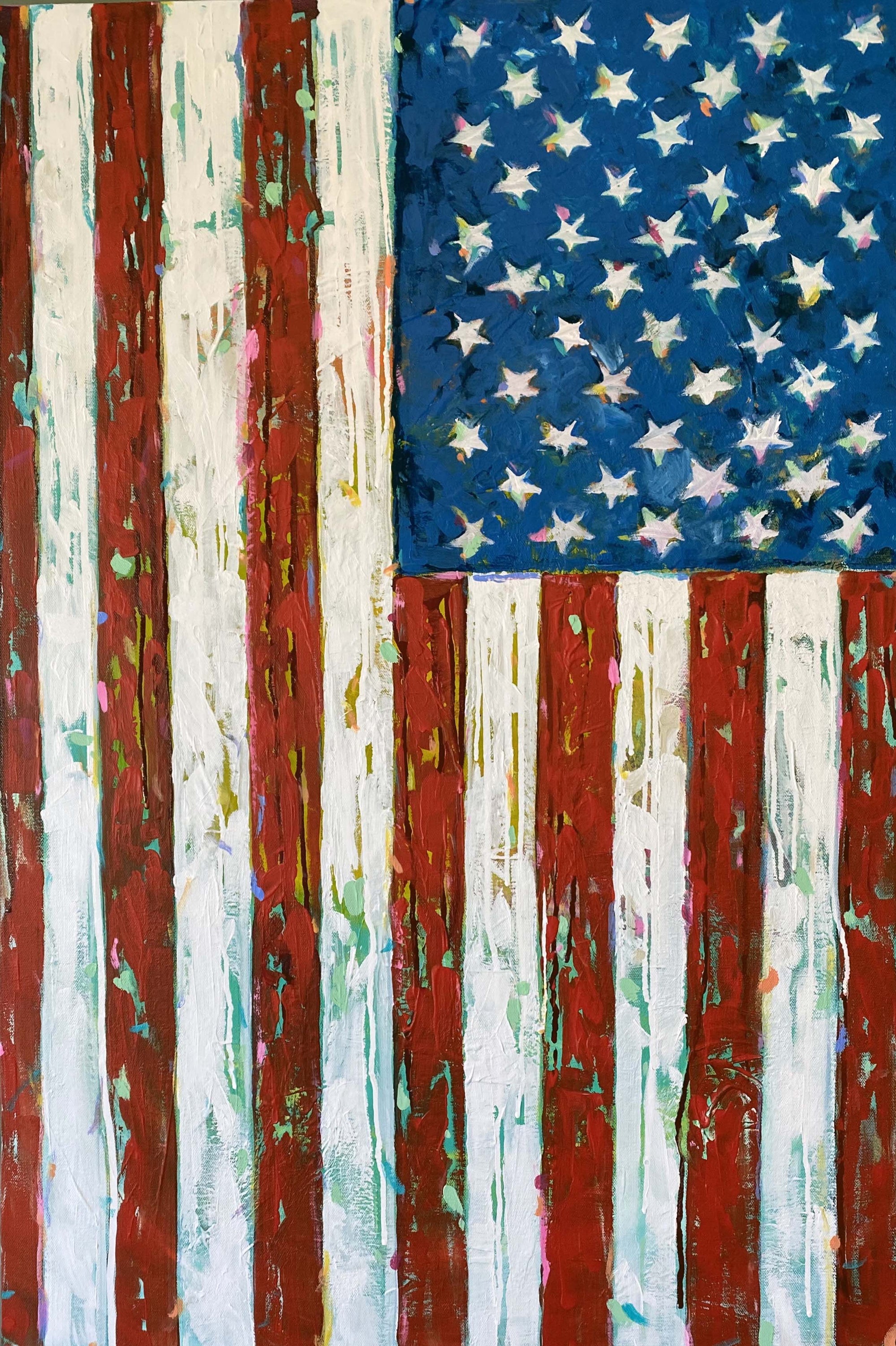 "American Confetti" 24x36" Original on Canvas by artist Julie Davis Veach