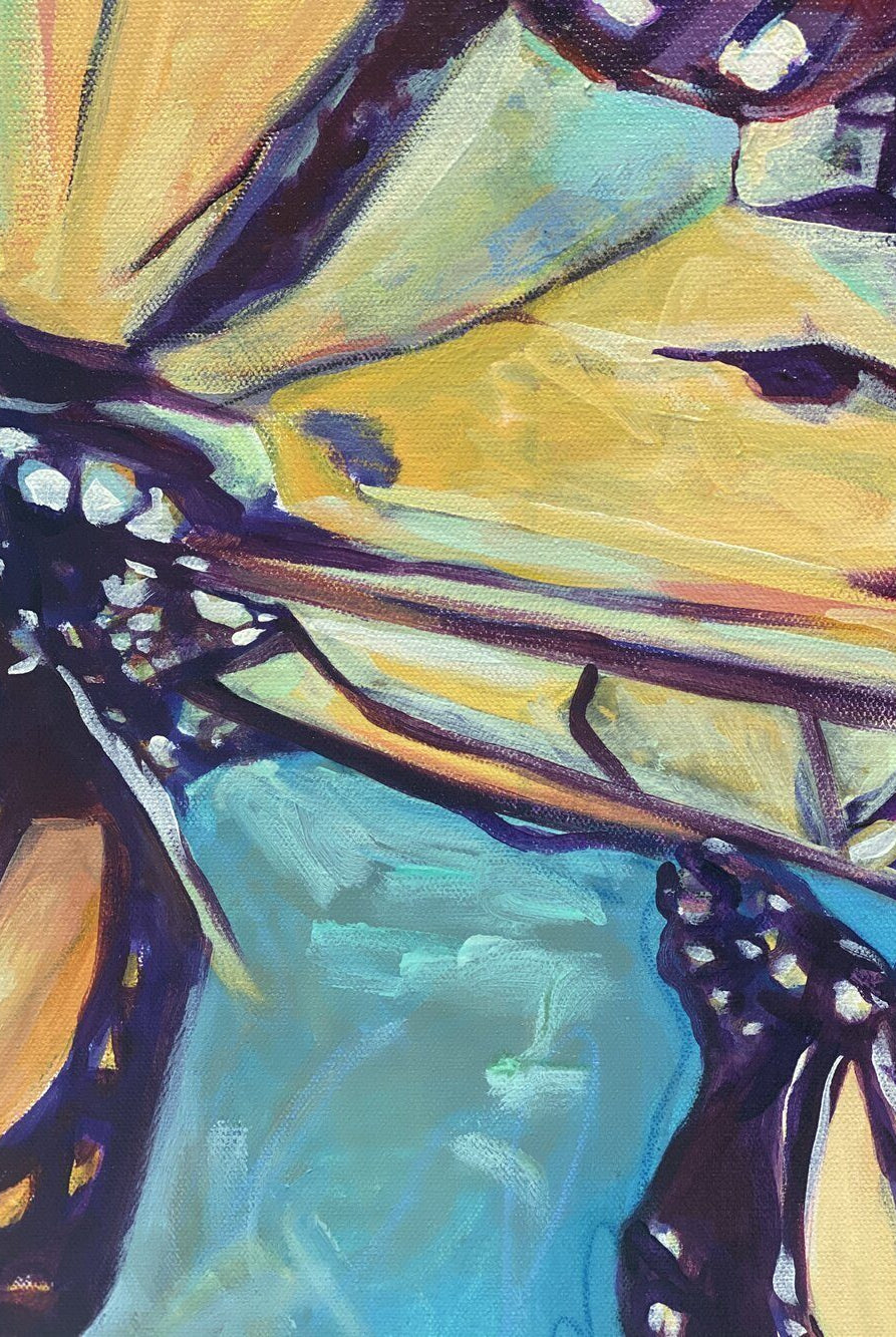 “Transformation Taking Flight” Original 36x36" on Large Canvas by Julie Davis Veach detail of painting