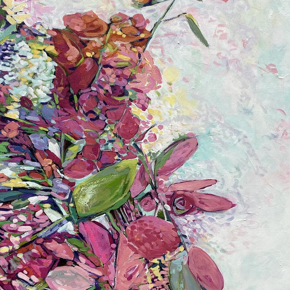 Beautiful Beginnings contemporary floral painting 48x60 original abstract botanical artwork
