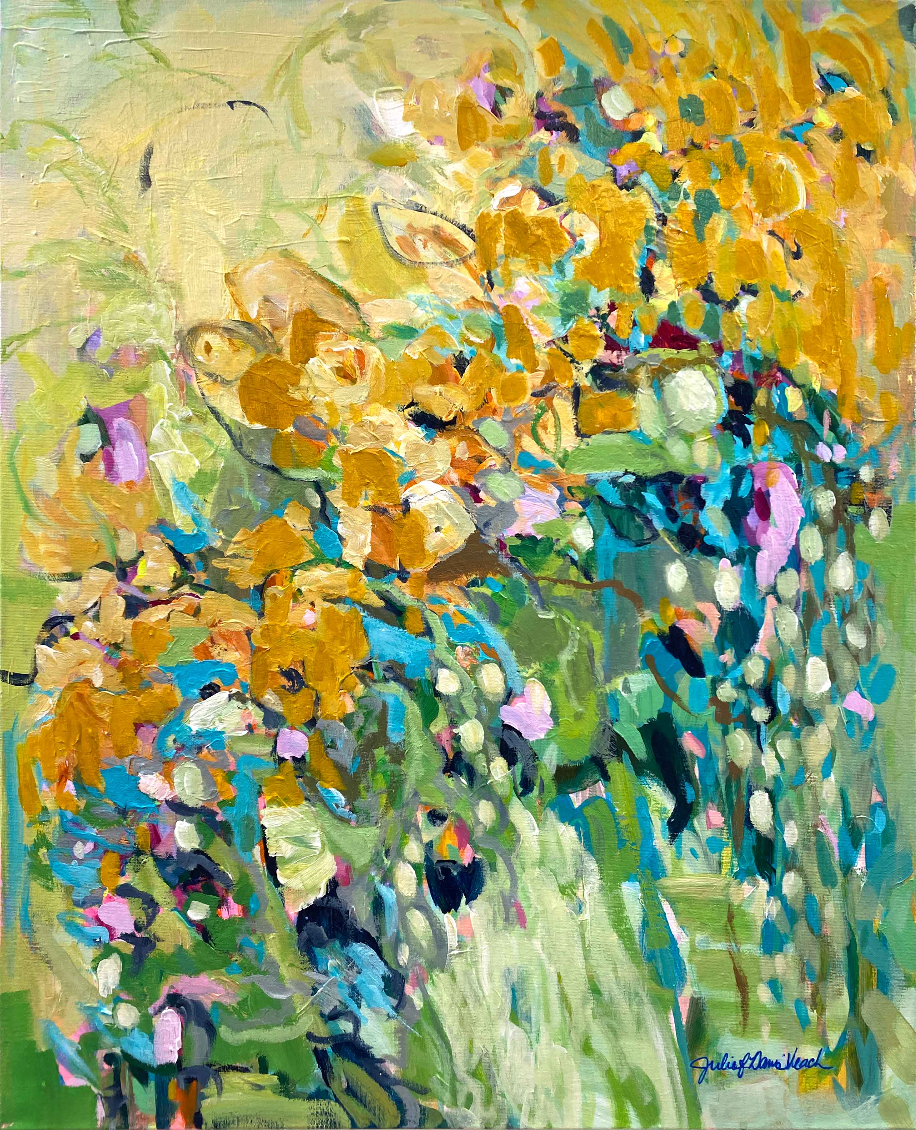 Golden - original painting on canvas by Julie Davis.