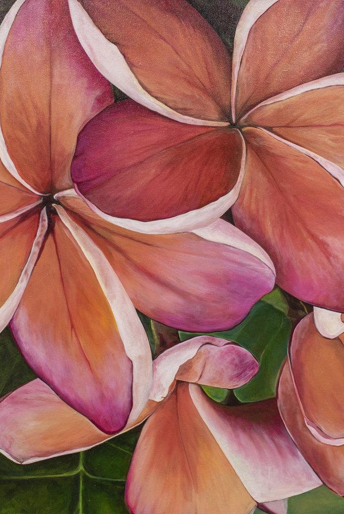 "Plumeria Love" 36x36" Original on Canvas by artist Julie Davis Veach
