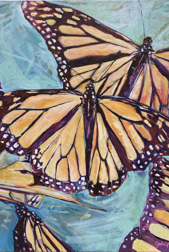 “Transformation Taking Flight” Original 36x36" on Large Canvas by Julie Davis Veach
