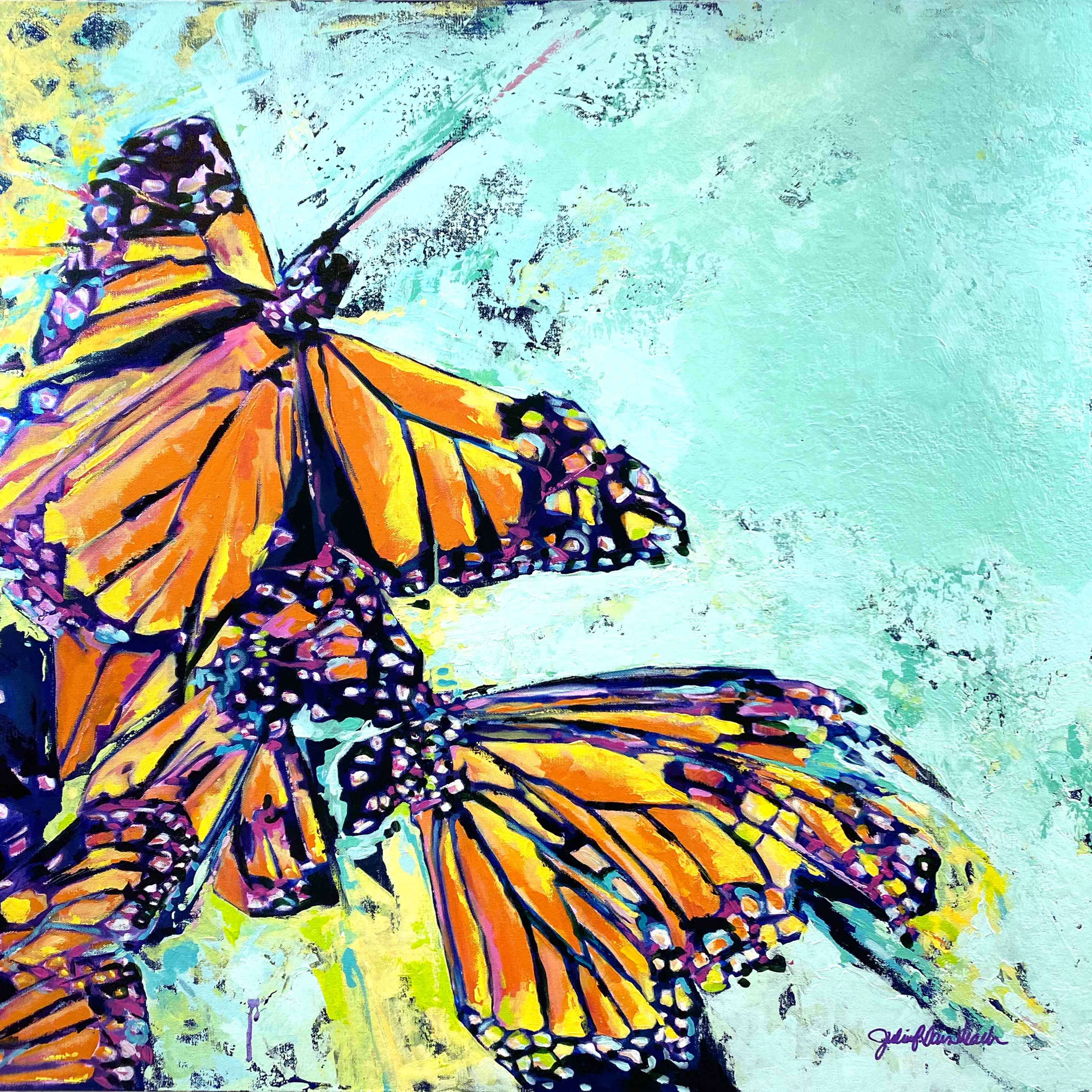"Whispers Wishes and Butterfly Kisses" original painting on canvas by Julie Davis
